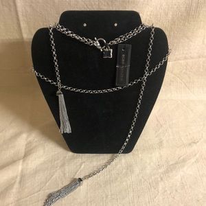 BCBG MAXAZRIA NWT Silver tone chain with long tassels